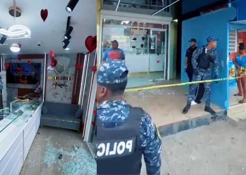 Policías en Joyeria Maximo Oro