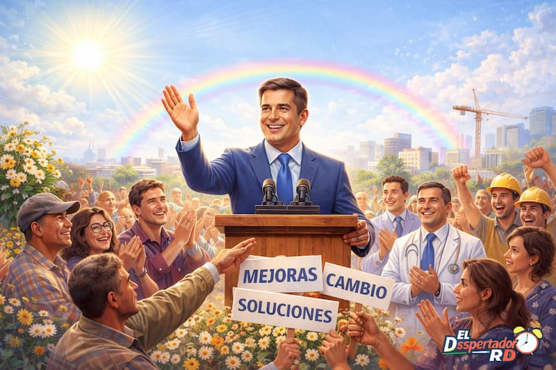 Político carismatico inspirando multitudes