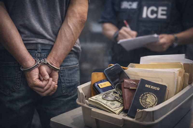 ¿Qué sucede con pertenencias personales de u inmigrante detenido?